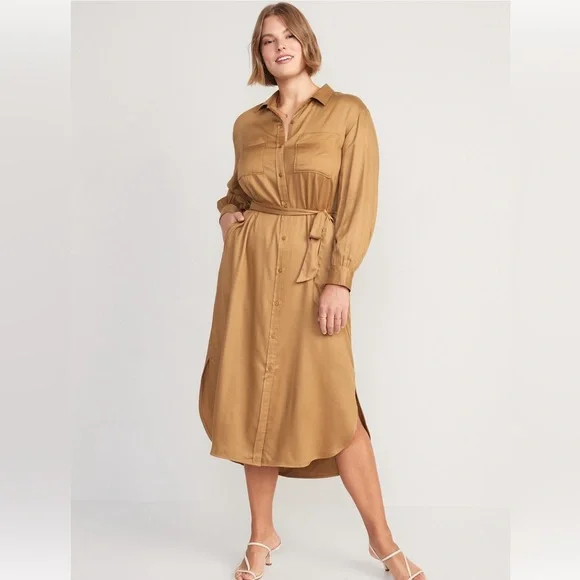 Old Navy | Dresses | Old Navy Satin Tie Waist Midi Utility Shirt Dress | Poshmark Old Navy | Dresses | Old Navy Satin Tie Waist Midi Utility Shirt Dress | Poshmark